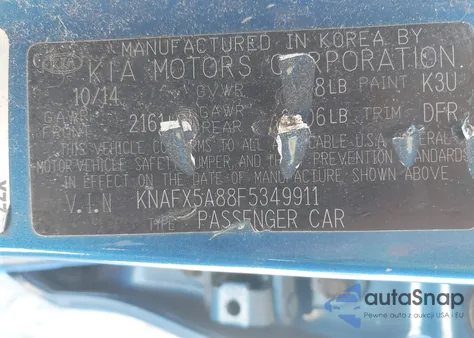 2015 Kia Forte Ex из США, поврежденный, VIN KNAFX5A88F5349911